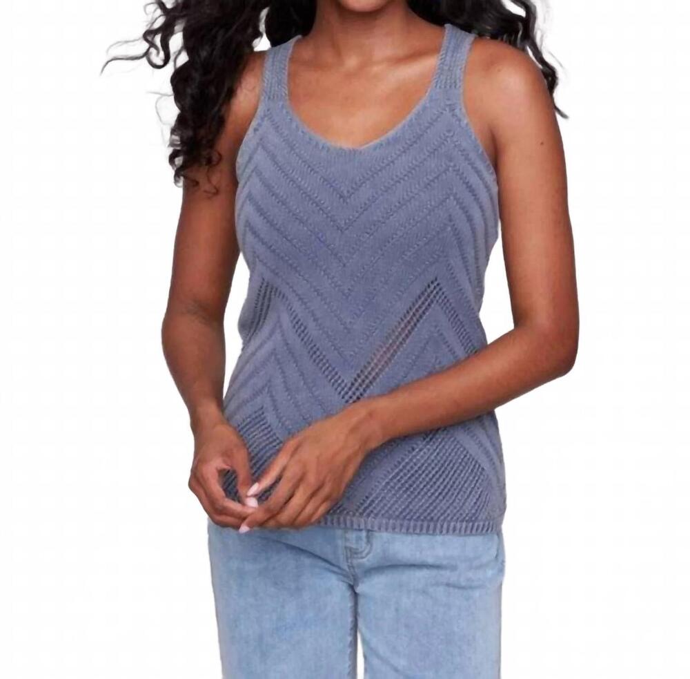 NEW CHARLIE B chevron cami top in denim